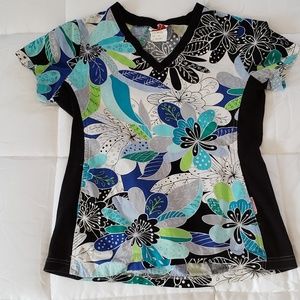 White Cross Scrub Top S